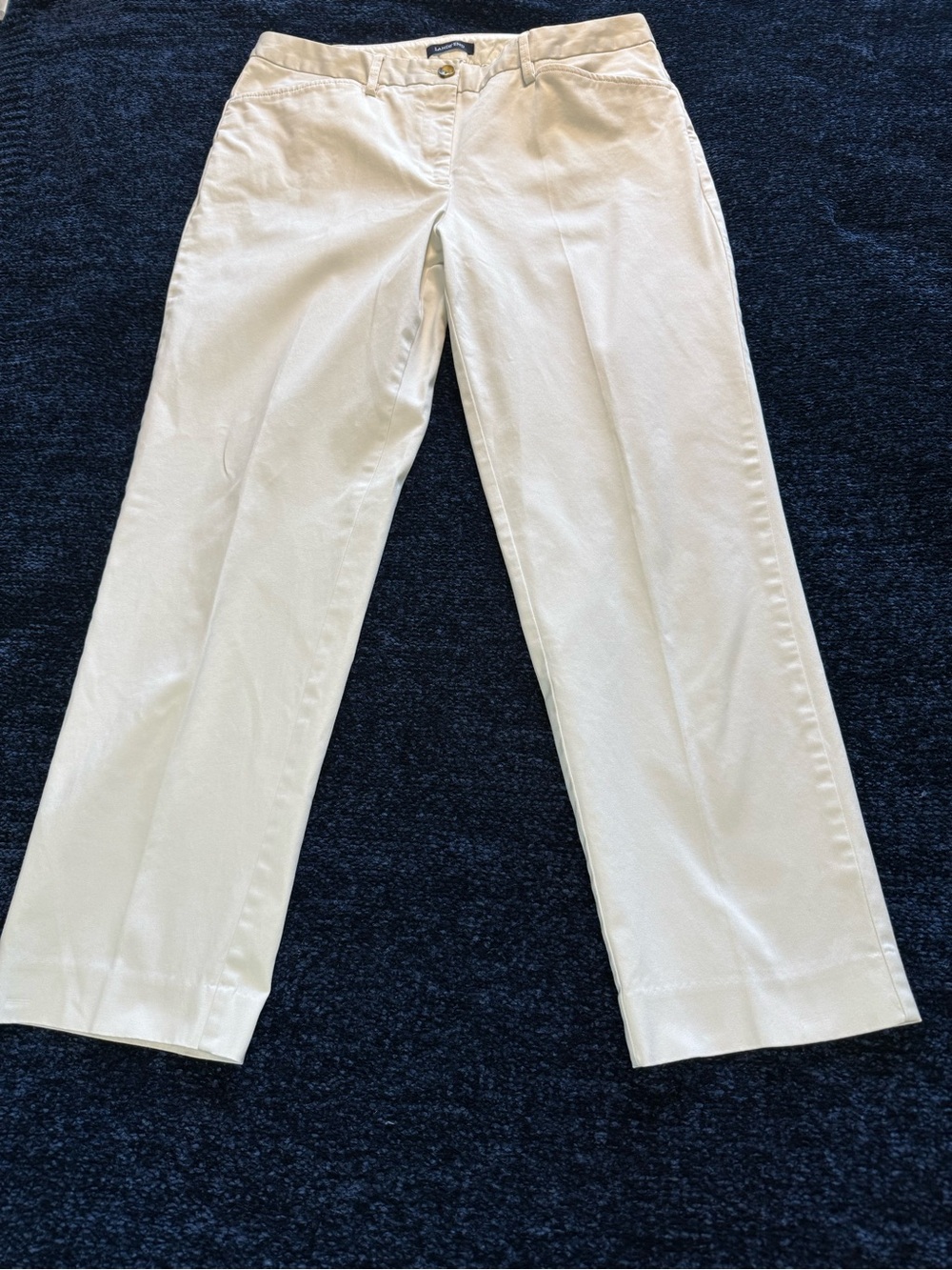 Lands’ End Women’s Size 8T Ivory Straight Leg Mid Rise Chino Pants Tall